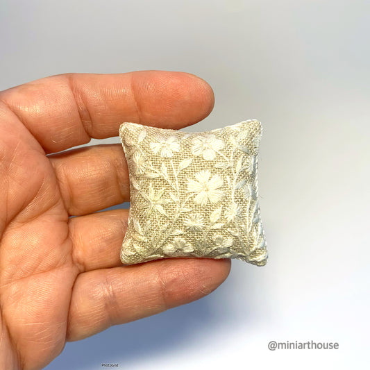 1:12 scale miniature cushion Gray & White